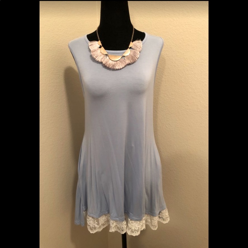 Light Summer Dress with Lace Trim.
